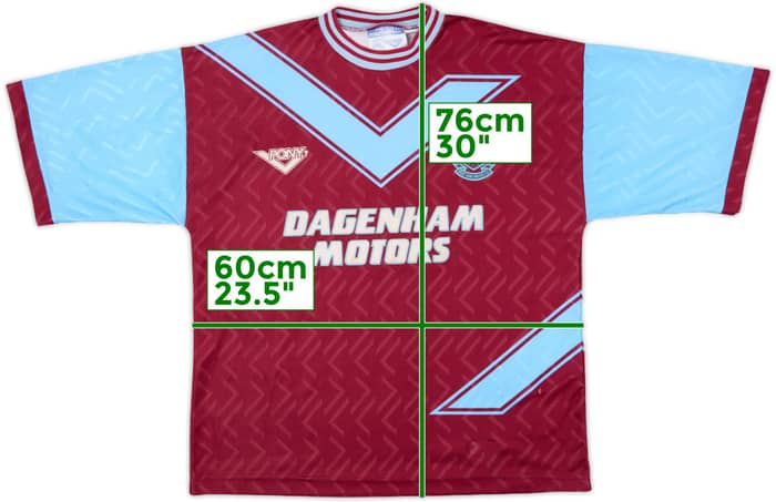 1993-95 West Ham Home Shirt - 8/10 - (XL/XXL)