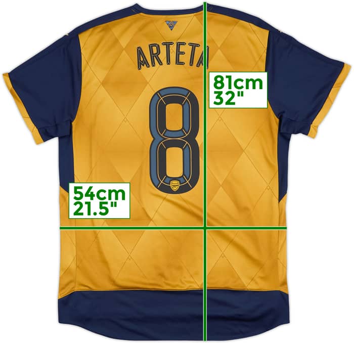 2015-16 Arsenal Away Shirt Arteta #8 - 7/10 - (XL)
