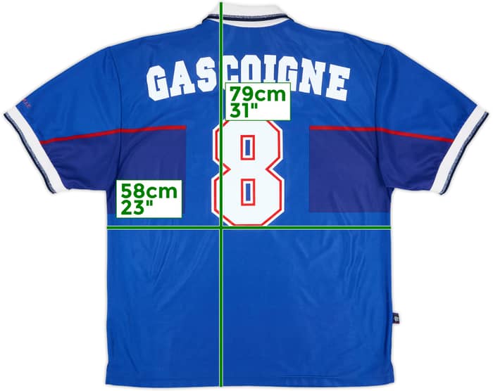 1997-99 Rangers Home Shirt Gascoigne #8 - 5/10 - (XL)