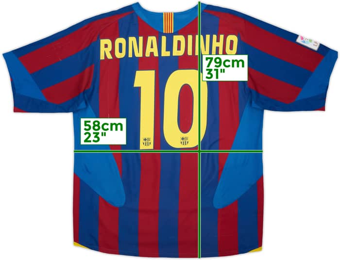 2005-06 Barcelona Home Shirt Ronaldinho #10 - 7/10 - (L)