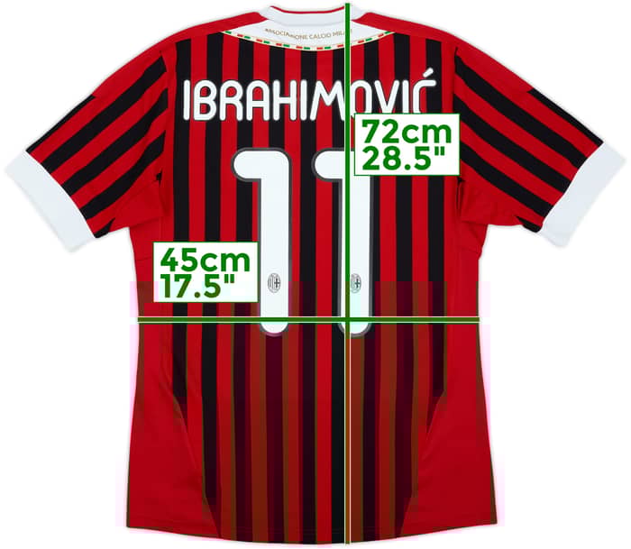 2011-12 AC Milan Home Shirt Ibrahimovic #11 - 10/10 - (S)
