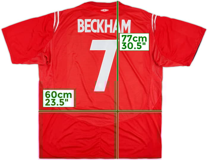 2004-06 England Away Shirt Beckham #7 - 8/10 - (3XL)