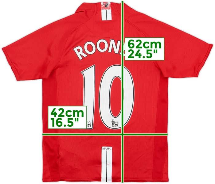 2007-09 Manchester United Home Shirt Rooney #10 - 4/10 - (L.Boys)