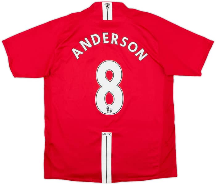 2007-09 Manchester United Home Shirt Anderson #8 - 7/10 - (L)