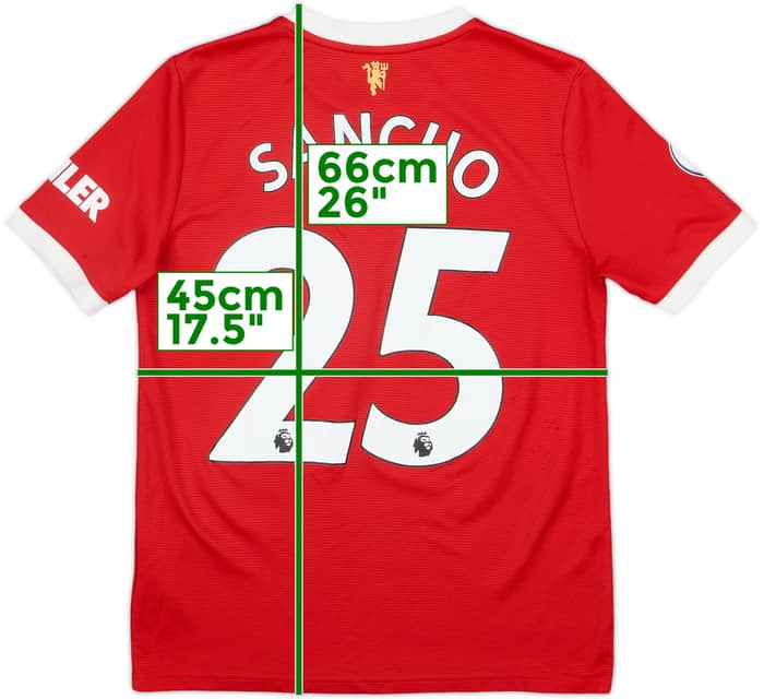 2021-22 Manchester United Home Shirt Sancho #25 - 8/10 - (L.Boys)