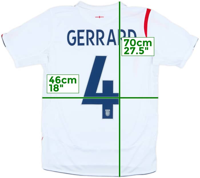 2005-07 England Home Shirt Gerrard #4 - 6/10 - (XL.Boys)