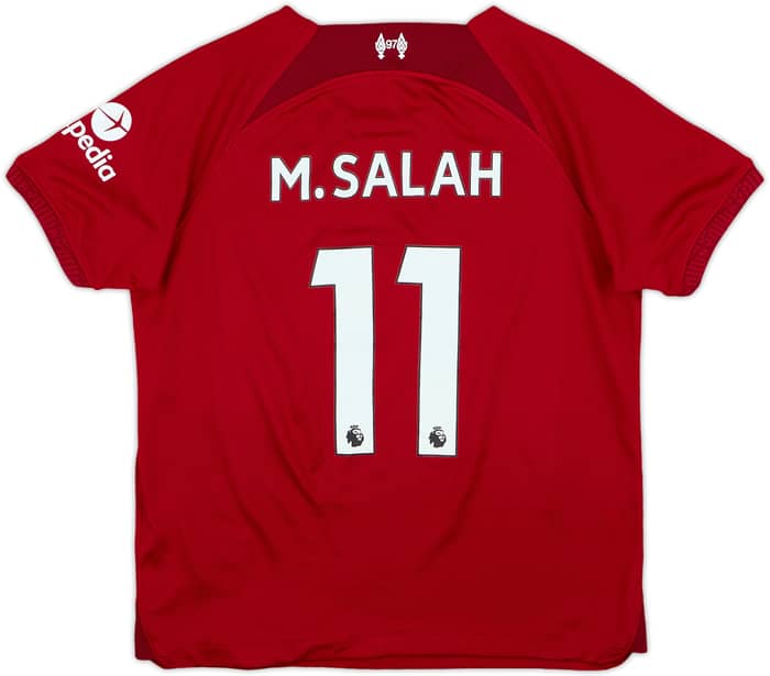 2022-23 Liverpool Home Shirt Salah #11 - 8/10 - (7-8 Years)