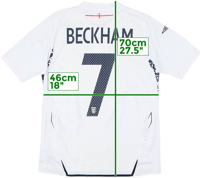 2007-09 England Home Shirt Beckham #7 - 6/10 - (XL.Boys)