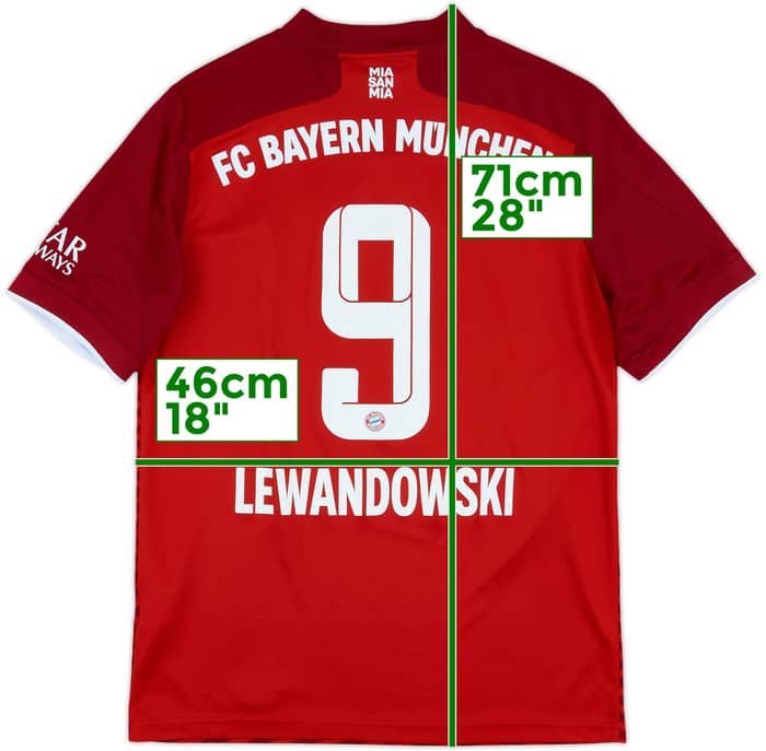 2021-22 Bayern Munich Home Shirt Lewandowski #9 - 8/10 - (XL.Boys)
