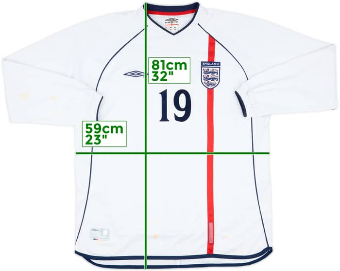2001-02 England Match Issue Home L/S Shirt #19
