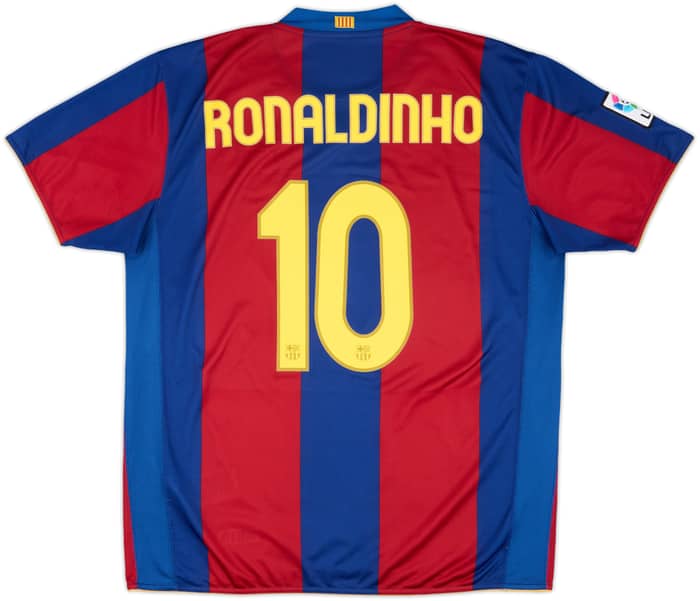 2007-08 Barcelona Home Shirt Ronaldinho #10 - 7/10 - (XL)