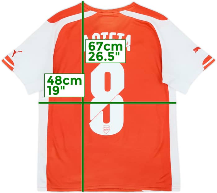 2014-15 Arsenal Home Shirt Arteta #8 - 6/10 - (S)