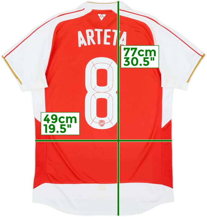2015-16 Arsenal Home Shirt Arteta #8 - 8/10 - (M)