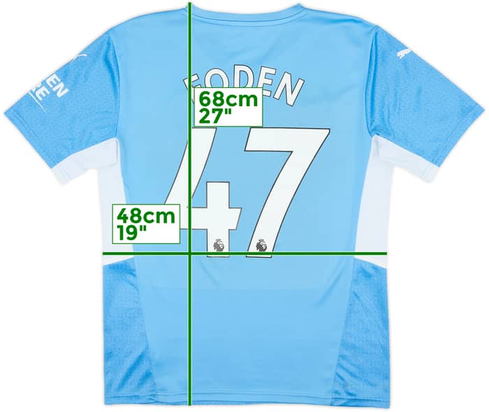 2021-22 Manchester City Home Shirt Foden #47 - 9/10 - (M)