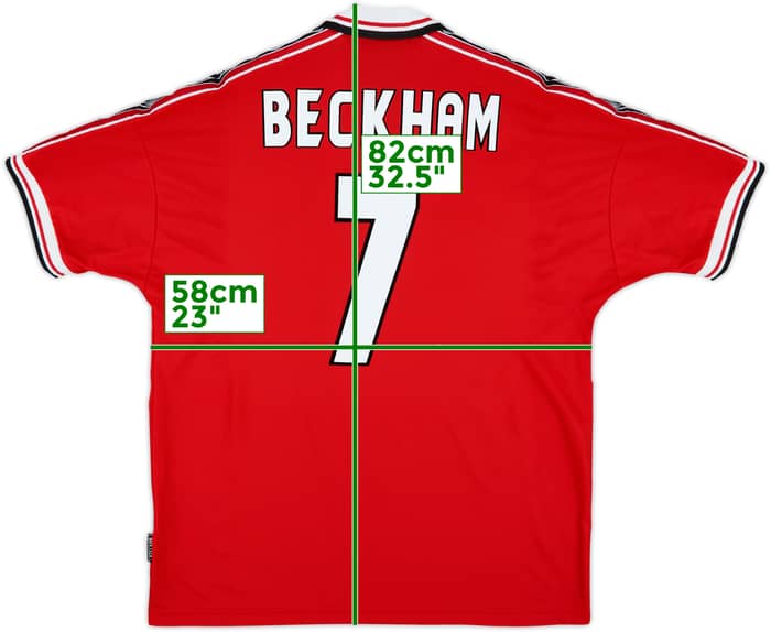 1998-00 Manchester United Home Shirt Beckham #7 - 8/10 - (XL)