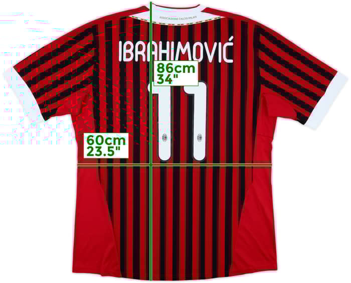 2011-12 AC Milan Home Shirt Ibrahimovic #11 - 6/10 - (XXL)