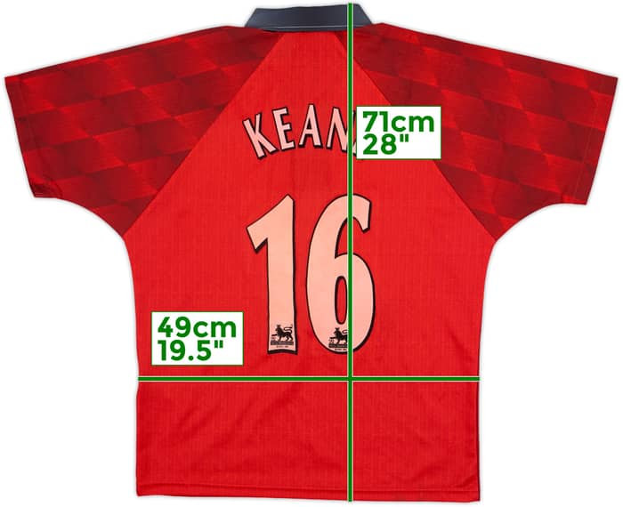 1996-98 Manchester United Home Shirt Keane #16 - 7/10 - (Y)