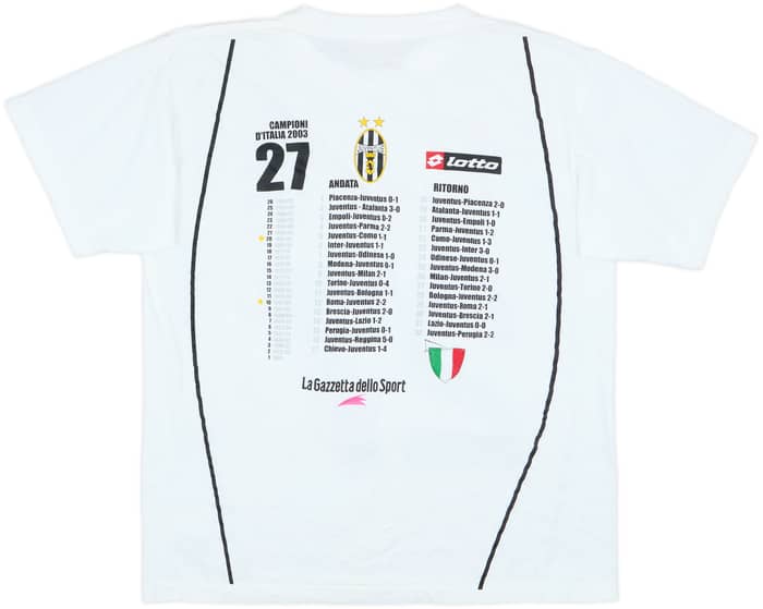 2002-03 Juventus Lotto 'Campioni D'Italia 2003' Graphic Tee - 6/10 - (XL)