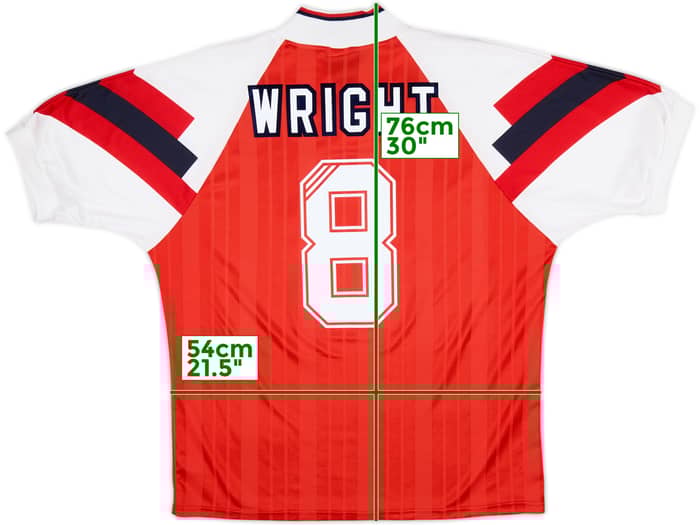 1992-94 Arsenal Home Shirt Wright #8 - 9/10 - (L)
