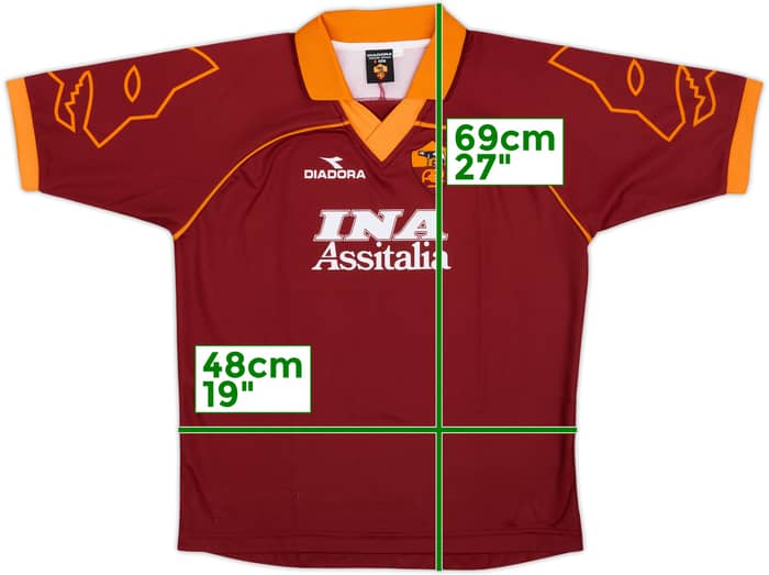 1999-00 Roma Basic Home Shirt - 8/10 - (XL.Boys)