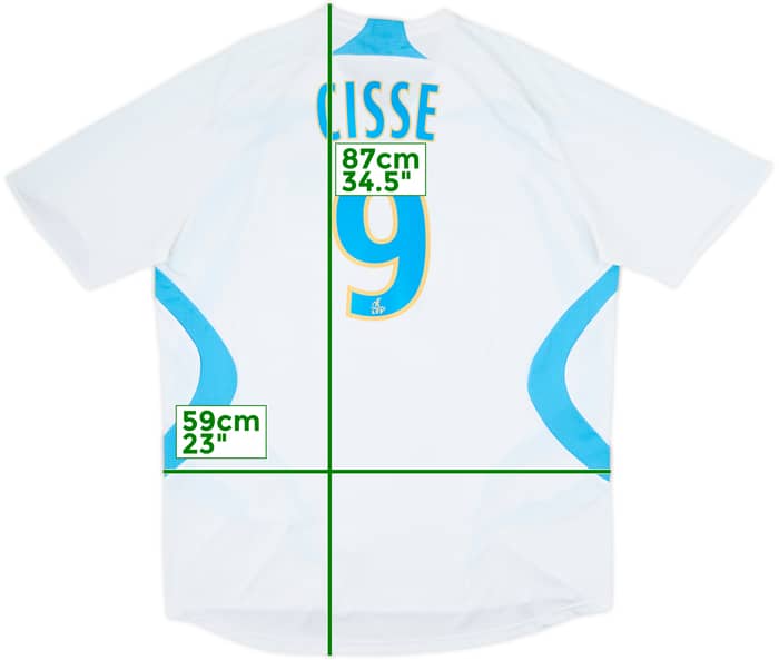2007-08 Olympique Marseille Home Shirt Cisse #9 - 8/10 - (XL)
