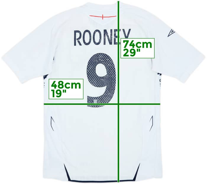 2007-09 England Home Shirt Rooney #9 - 5/10 - (S)