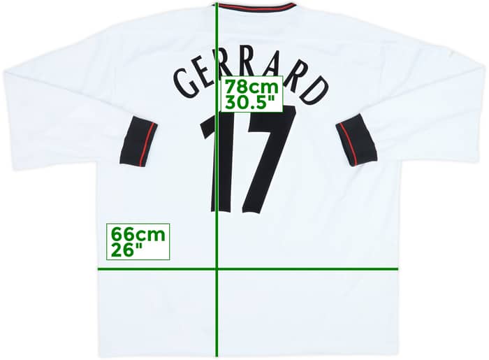 2003-04 Liverpool Visitante L/S Camiseta Gerrard #17 - 8/10 - (XXL)