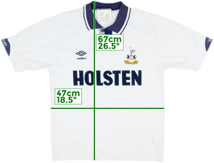 1991-93 Tottenham Home Shirt #8 - 8/10 - (S)