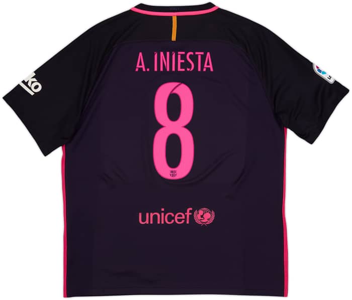 2016-17 Barcelona Away Shirt A.Iniesta #8 - 8/10 - (XL)