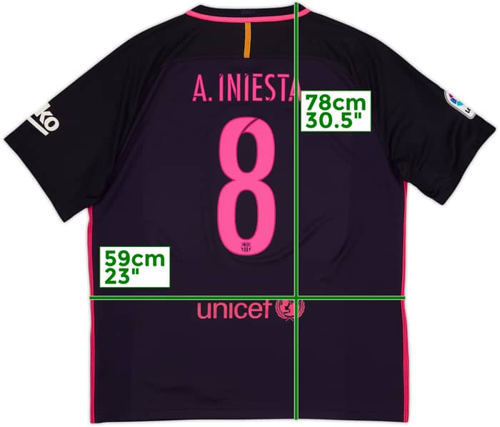 2016-17 Barcelona Away Shirt A.Iniesta #8 - 8/10 - (XL)