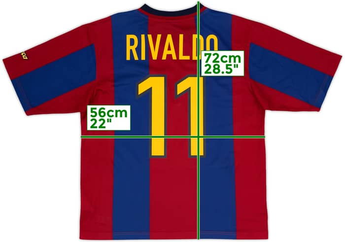 1998-00 Barcelona Basic Home Shirt Rivaldo #11 - 9/10 - (M)
