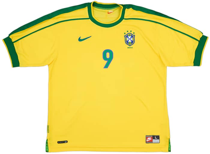 1998-00 Brazil Home Shirt Ronaldo #9 - 8/10 - (L)