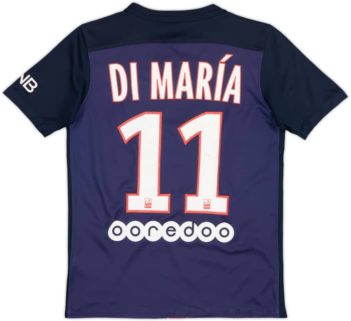 Camiseta de local de Paris Saint-Germain 2015-16 DiMaria #11 - 6/10 - (M. Niños)