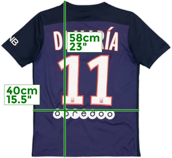 Camiseta de local de Paris Saint-Germain 2015-16 DiMaria #11 - 6/10 - (M. Niños)
