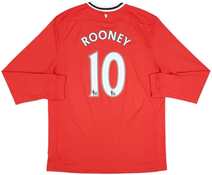 2011-12 Manchester United Home L/S Shirt Rooney #10 - 8/10 - (XXL)