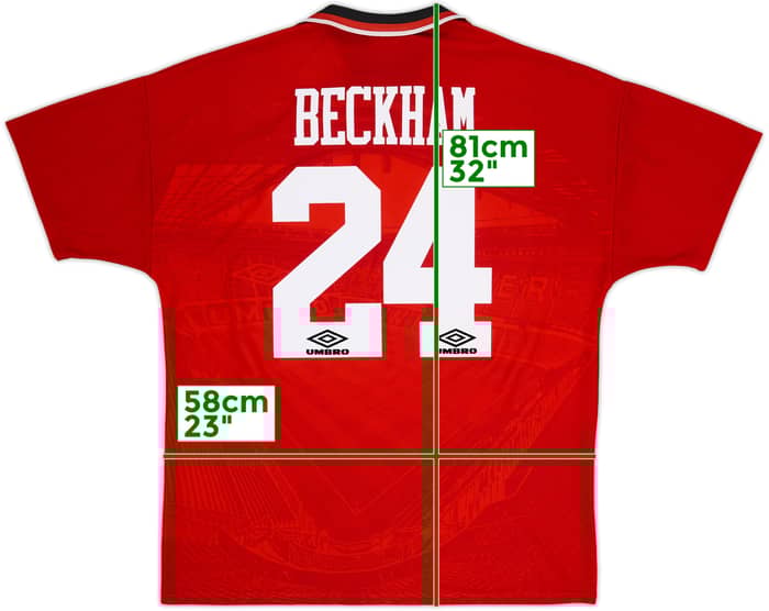 1994-96 Manchester United Home Shirt Beckham #24 - 8/10 - (XL)