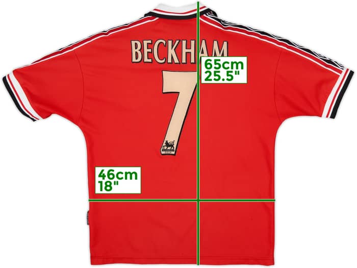 1998-00 Manchester United Home Shirt Beckham #7 - 9/10 - (Y)