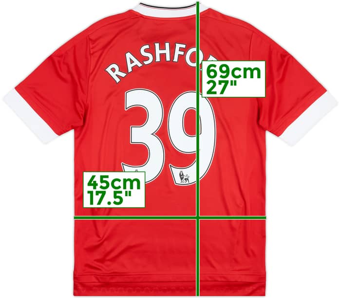 2015-16 Manchester United Home Shirt Rashford #39 - 9/10 - (XL.Boys)