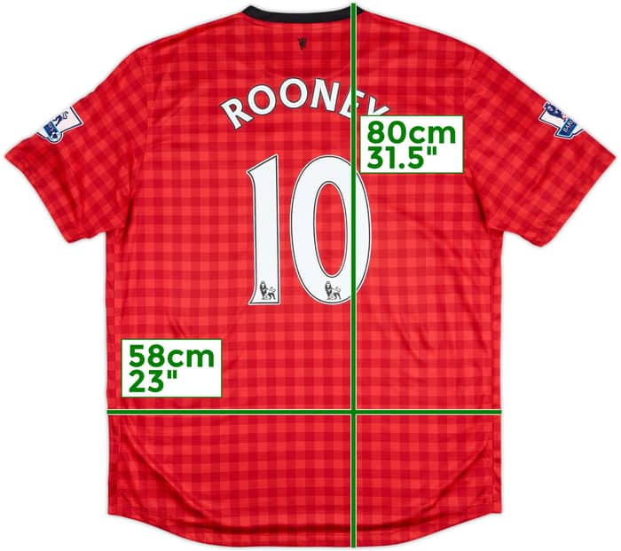 2012-13 Manchester United Home Shirt Rooney #10 - 8/10 - (XL)