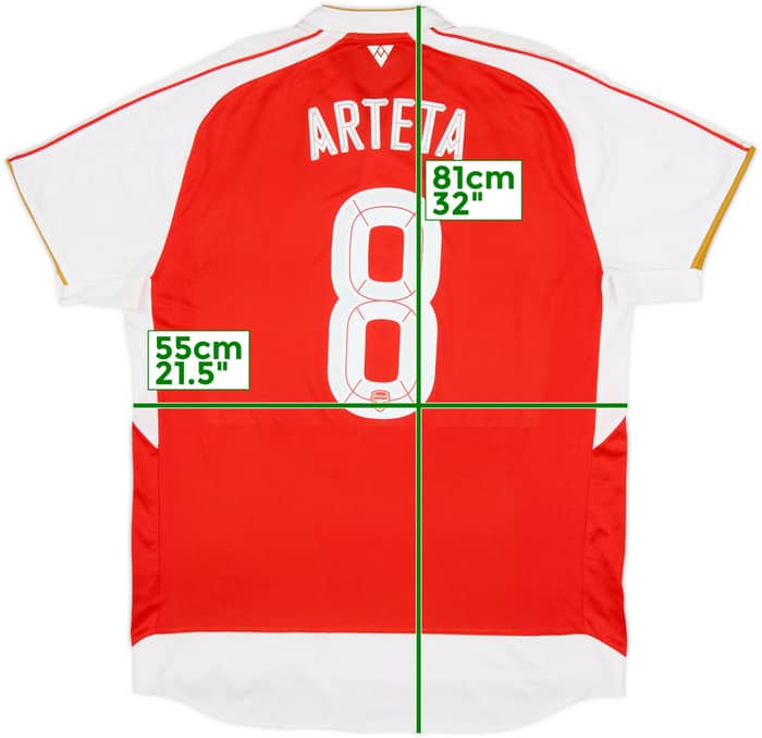 2015-16 Arsenal Home Shirt Arteta #8 - 8/10 - (XL)