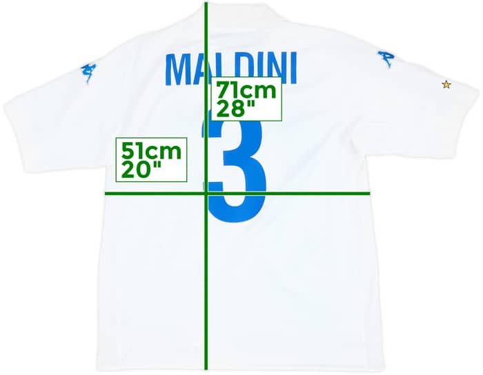 Camiseta de visitante de Italia 2002 Maldini #3 - 8/10 - (L)