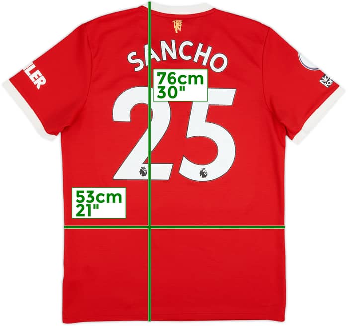 2021-22 Manchester United Home Shirt Sancho #25 - 7/10 - (L)