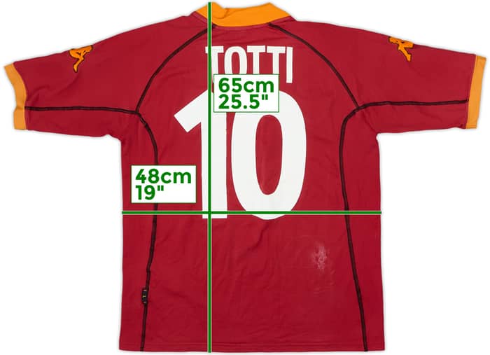 2001-02 Roma Home Shirt Totti #10 - 5/10 - (L)