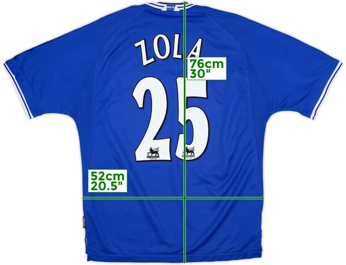 1999-01 Chelsea Camiseta Local Zola #25 - 9/10 - (L)