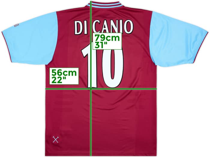 1999-01 West Ham Home Shirt Di Canio #10 - 8/10 - (XL)