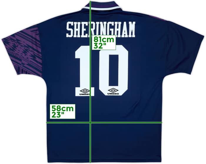 1994-95 Tottenham Away Shirt Sheringham #10 - 8/10 - (XL)