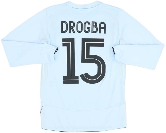 Camiseta de visitante de manga larga del Chelsea 2005-06 Drogba #15 - 6/10 - (S)