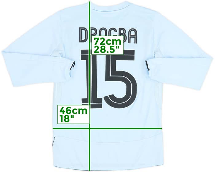 Camiseta de visitante de manga larga del Chelsea 2005-06 Drogba #15 - 6/10 - (S)