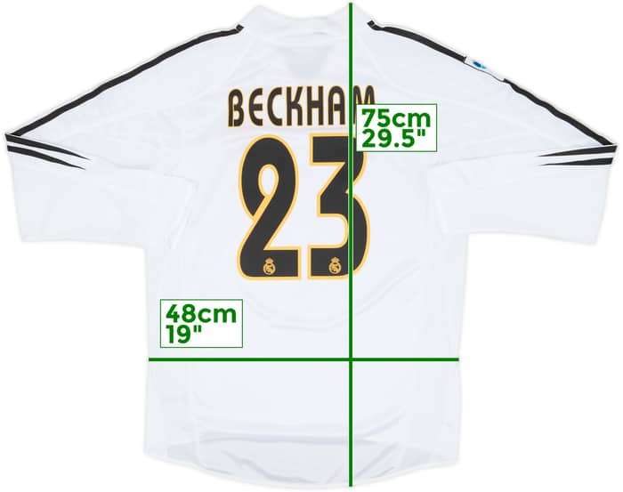 2004-05 Real Madrid Home L/S Shirt Beckham #23 - 10/10 - (S)