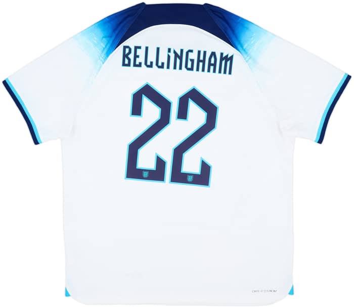2022-23 England Authentic Home Shirt Bellingham #22 - 9/10 - (XL)